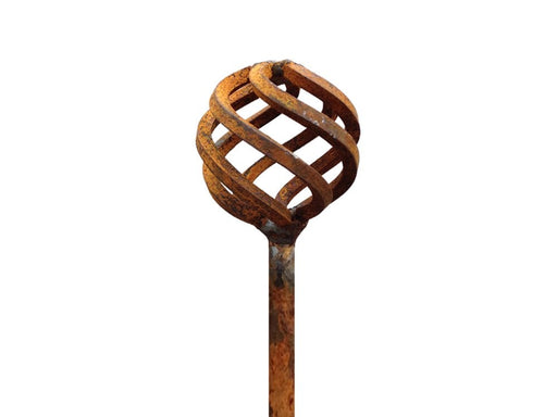 Rusty Metal Sphere Garden Stakes